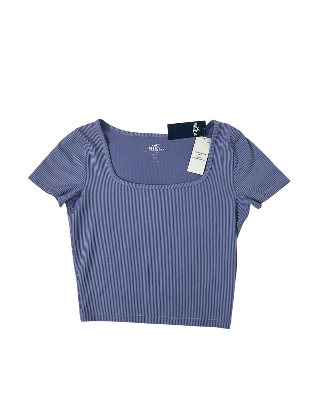 Hollister Purple/Periwinkle Ribbed Square Neck Baby Tee NWT